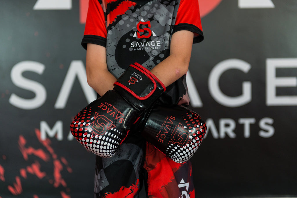 Black Boxing Gloves – Savage Martial Arts Training Gloves (Padded Protection)
