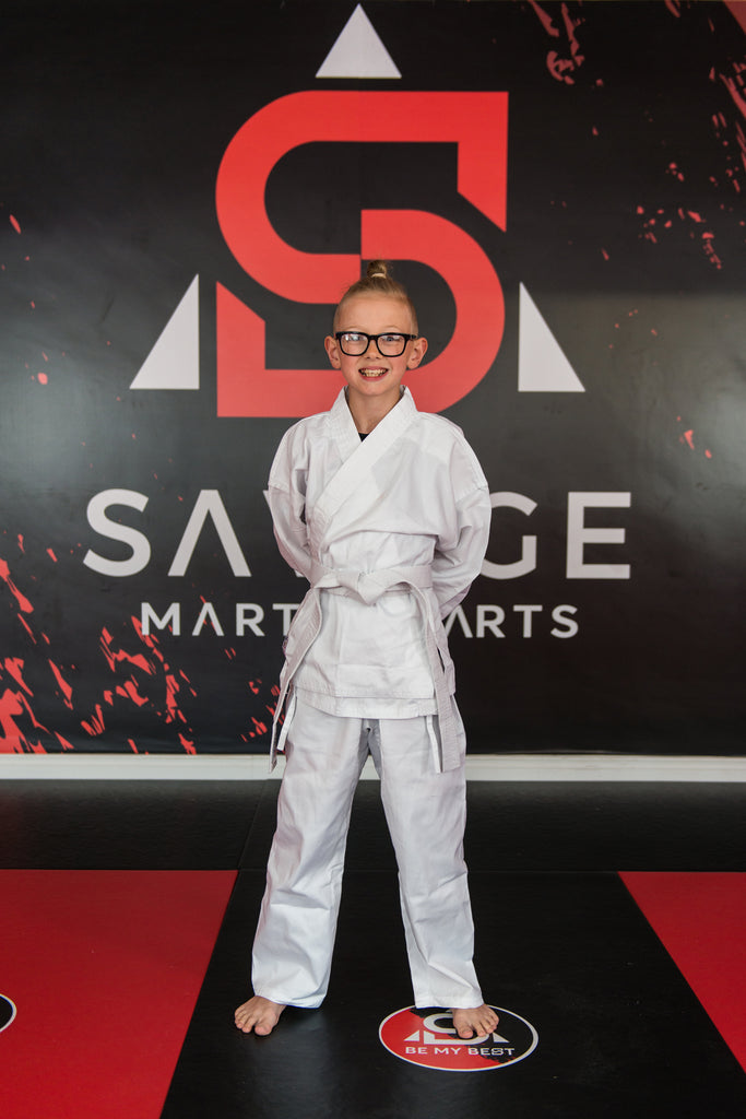 White Gi Uniform – Savage Martial Arts Cotton Training Suit with Belt